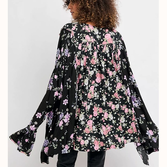 FREE PEOPLE LORETTA LONG SLEEVE POETS TOP MEDIUM LARGE - Picture 3 of 10